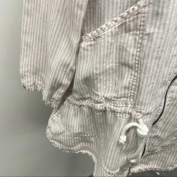 Soft Surroundings 100% Linen Zip Up Lightweight jacket neutral minimalist pocket - Picture 7 of 11